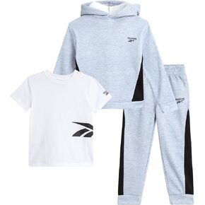 Reebok Baby Boys' Jogger Set - 3 Piece Fleece Sweatsuit Playwear Set (Size: 12M-7)