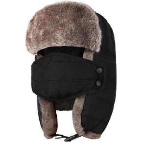 Trapper Hat Warm Winter Hat for Men Women with Mask Ushanka Russian Hat Skiing Hunting Bomber Hat for Cold Weather Outdoor