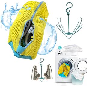 Shoe Washing Machine Bag with 1000 Bristles Cleaning Shoes - 360° Rotating Hook – Deep Cleaning & Organizing Set for Sneakers and Kids' Shoes – Invisible Zipper - Shoes Care, tennis washing bag