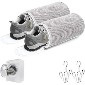 2Pcs Shoe Washing Machine Bag, 360° Wrap-Around Cleaning Laundry Shoe Bag for Washer and Dryer Reusable and Durable Zipper Shoe Washing Bag for All Shoe Types and Sizes (Grey)