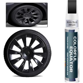 Matte Black Rim Touch Up Paint for Tesla Model Y 20" Induction Wheel, Touch Up Paint Rim Scratch Repair Wheel Paint Curb Rash Paint Pen (Matte/Satin Black)