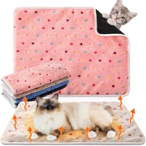 4 Pack Self Heating Cat Bed Cat Self Warming Pad with Removable Cover Extra Warm Thermal Pet Pad Washable Pet Crate Mat Anti Slip Kennel Pad for Indoor Outdoor Pets(Stars Moon,16 x 20 Inches)