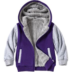 Kids Zip-Up Hooded for Boys Sherpa Lined Jacket Winter Outdoor Sweatshirt Warm Coat 4-12 Year