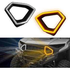 LED Front Grille Accent Light for Polaris Ranger XD 1500, Fascia Auxiliary Signature Lights w/DRL & Yellow Turn Signal Grill Lamps for Polaris Ranger Crew/XD 1500 2024 Accessories, 2PCS