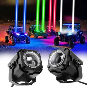 Whip Lights for Side by Side, 2Pcs RGBW Auto Spot Beam Pod Whip Light Kit with Switch & Remote, 4 Color Whipless LED Whip Light for Polaris UTV ATV Can Am Maverick X3 SXS RZR Golf Cart