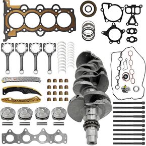 G4FD 1.6L Engine Rebuild Overhaul Kit w/Crankshaft & Connecting Rods & Timing Chain Kit Replacement for Hyundai Accent Veloster for Kia Rio Soul 2012-2017 23110-2B610 23510-2B010