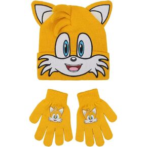 Sonic The Hedgehog Big Face Tails Youth 2-Piece Cuff Beanie & Magic Gloves Set