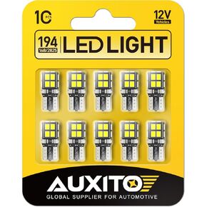 AUXITO 194 LED لمبة 6000K أبيض 168 2825 W5W T10 إسفين 14-SMD استبدال مصابيح السيارة الداخلية لخريطة القبة، باب مجاملة، أضواء لوحة ترخيص وقوف السيارات، 10 قطع