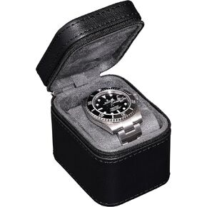 ROTHWELL Single Watch Travel Case with Accessory Compartment | Compact PU Leather Protective Box, Microsuede Interior | Fits Watches & Smartwatches Up to 55mm | Accessory Lid for Jewelry (Tan/Brown) in Kuwait