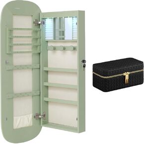 حزمة خزانة المجوهرات SONGMICS مع 3 حقيبة سفر للساعات، 3.9 × 7.9 × 3.5 بوصة، سطح أخضر لوريل مع بطانة بيضاء كريمية UJJC026C01 وسطح أسود حبر مع بطانة رمادية داكنة UJWB017G01 in Kuwait