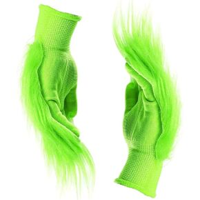 Christmas Plush Gloves Green Furry Hand Gloves for Adult Christmas Cosplay Costume Accessories