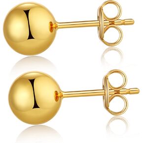 Jiamiaoi 18K White Gold Plated Polished Ball Stud Earrings Hypoallergenic Nickel Free Earrings 925 Sterling Silver Ball Earrings Simple Earrings Round Stud Earrings for Men Women in Kuwait