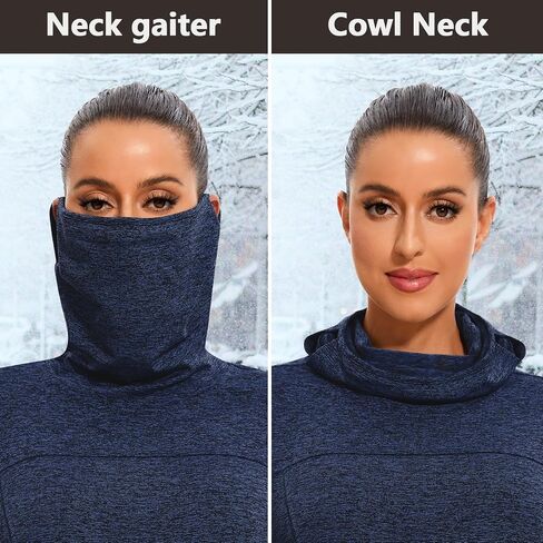 Soneven Women Thermal Fleece Long Sweatshirt Tunic Dress Pullover Warm Winter Outfits Pocket Thumb Holes Cowl Neck Gaiter in Kuwait