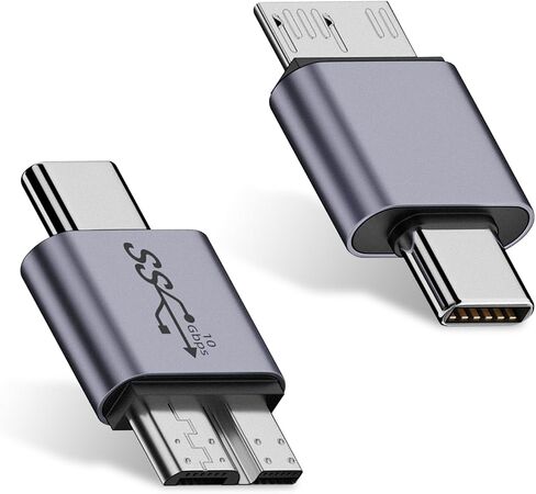 Duttek USB C to Micro B Adapter 10Gbps, Micro B to USB C 3.2 Adapter, USB Type C Female to Micro B Male Converter Adapter for Hard Drive Cable, External Hard SSD Drive, Tablet, Phone, Laptop, 2 Pack in Saudi Arabia