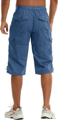 TACVASEN Men's Capri Pants with 7 Pockets Cargo Shorts Twill Elastic Below Knee 3/4 Capri Long Shorts in Saudi Arabia