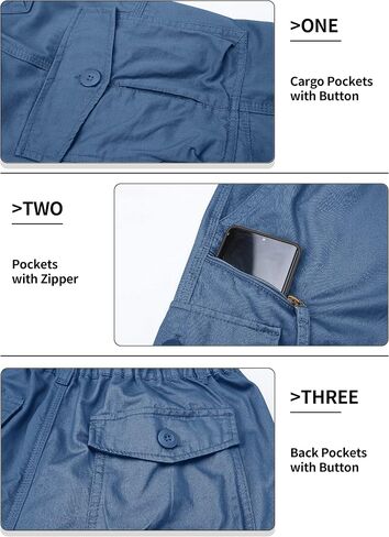 TACVASEN Men's Capri Pants with 7 Pockets Cargo Shorts Twill Elastic Below Knee 3/4 Capri Long Shorts in Saudi Arabia