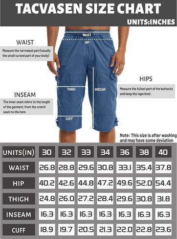 TACVASEN Men's Capri Pants with 7 Pockets Cargo Shorts Twill Elastic Below Knee 3/4 Capri Long Shorts in Saudi Arabia