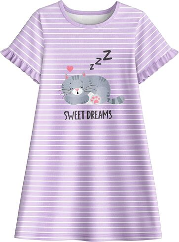 LQSZ Girls Princess Nightgown Kids Nightdress Toddler Pajamas Fantasy Sleepwear Short Sleeves Sleep shirt Nightie Gift in Kuwait