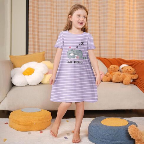 LQSZ Girls Princess Nightgown Kids Nightdress Toddler Pajamas Fantasy Sleepwear Short Sleeves Sleep shirt Nightie Gift in Kuwait
