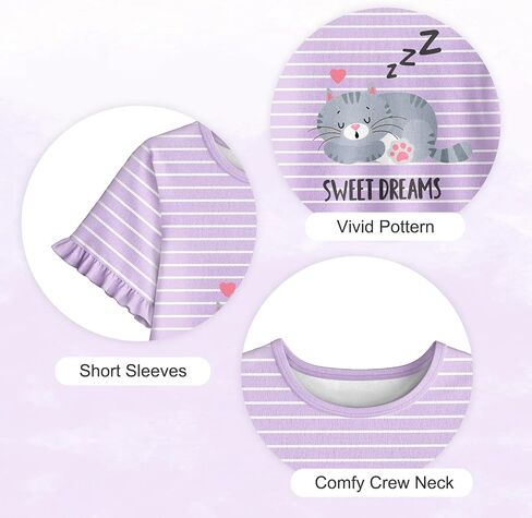 LQSZ Girls Princess Nightgown Kids Nightdress Toddler Pajamas Fantasy Sleepwear Short Sleeves Sleep shirt Nightie Gift in Kuwait