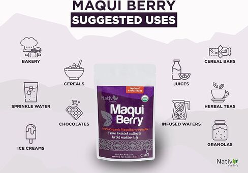 Nativforlife - Maqui Berry Powder, 4 Oz | 100% Maqui Powder, Superfood, Great Antioxidant, Made in Chile in Saudi Arabia