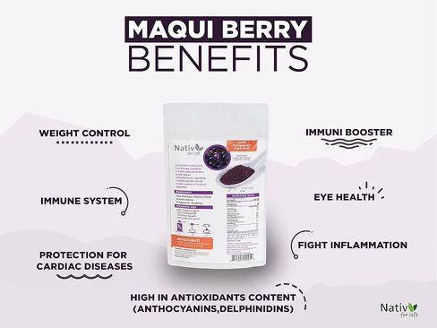 Nativforlife - Maqui Berry Powder, 4 Oz | 100% Maqui Powder, Superfood, Great Antioxidant, Made in Chile in Saudi Arabia