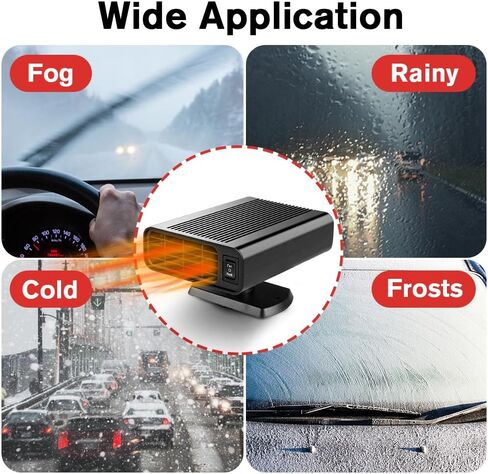 سخان سيارة، سخان سيارة محمول 12 فولت يمكن توصيله بولاعة السجائر، 2 في 1 سريع التسخين ومزيل الصقيع، مزيل ضباب الزجاج الأمامي للمركبة in Kuwait