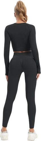 JOLLMONO Women Workout Sets 2 Pieces Long Sleeve Seamless Yoga Outfits Gym Clothes in Saudi Arabia