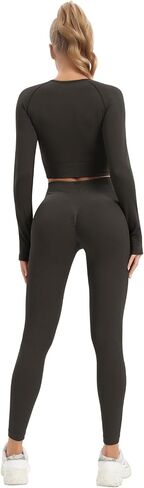 JOLLMONO Women Workout Sets 2 Pieces Long Sleeve Seamless Yoga Outfits Gym Clothes in Saudi Arabia