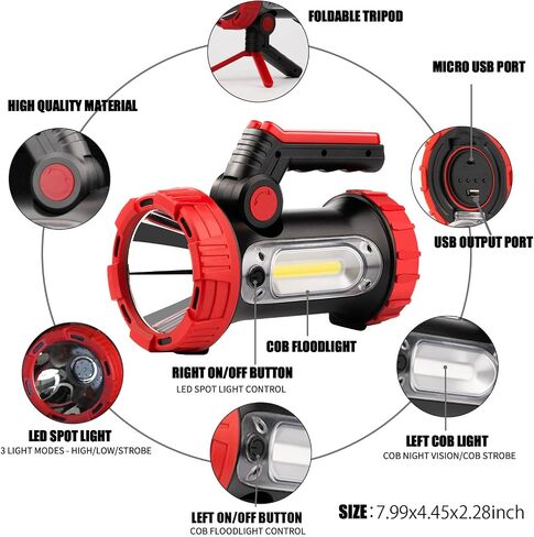 Anhay Rechargeable LED Camping Lantern, Dimmable Lantern Flashlight with Hook, Waterproof Spotlight for Hurricane Emergency, Outdoor, Hiking and Home, USB Cable Included in Saudi Arabia