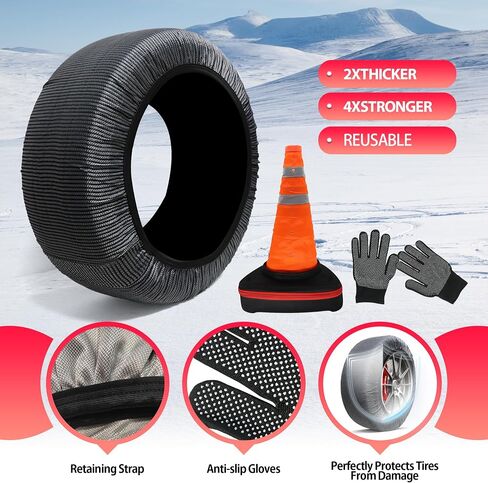 K-Musculo Snow Socks for Tires, Snow Socks Snow for Car SUV Pickup Easy to Use, Ultimate Grip, Washable.100 KM Safely In The Snow, EU EN-16662-1 Certififed(2 PACKS)-XXL in Saudi Arabia
