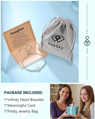 Infinity Heart Bracelets for Women, Christmas Birthday Mothers Day Gifts for Daughter Adult in Saudi Arabia