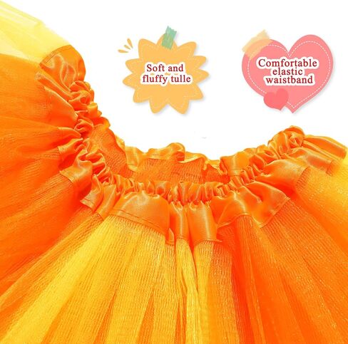 Orange Black Tutu Tulle Skirt for Girls Women, Kids Adult Halloween Witch Orange Tutu Outfit Party Dress Up in Kuwait