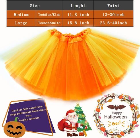 Orange Black Tutu Tulle Skirt for Girls Women, Kids Adult Halloween Witch Orange Tutu Outfit Party Dress Up in Kuwait