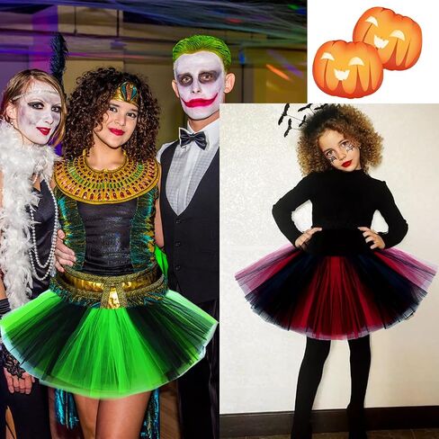 Orange Black Tutu Tulle Skirt for Girls Women, Kids Adult Halloween Witch Orange Tutu Outfit Party Dress Up in Kuwait