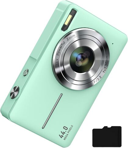 Digital Camera FHD 1080P Kids Camera with 32GB Card, 16X Zoom Anti Shake Compact Point and Shoot Digital Camera Small Camera for Kids Girls Boys Students, Mint Green in Kuwait