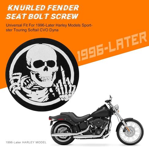Chrome Stainless Knurled Fender Rear Seat Bolts Screw and Nut Kit 1/4"-20 Thread Quick Mount Skull Pattern Compatible with Harley Touring Softail Dyna Sportster CVO Fatbob 1996-2024 in Saudi Arabia