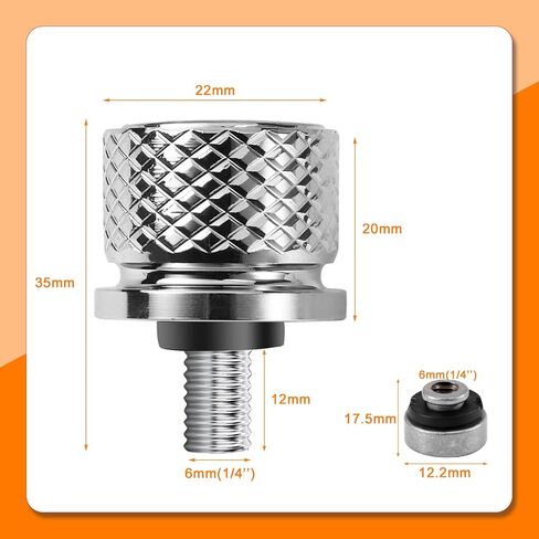 Chrome Stainless Knurled Fender Rear Seat Bolts Screw and Nut Kit 1/4"-20 Thread Quick Mount Skull Pattern Compatible with Harley Touring Softail Dyna Sportster CVO Fatbob 1996-2024 in Saudi Arabia