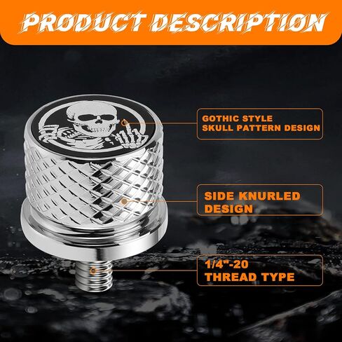 Chrome Stainless Knurled Fender Rear Seat Bolts Screw and Nut Kit 1/4"-20 Thread Quick Mount Skull Pattern Compatible with Harley Touring Softail Dyna Sportster CVO Fatbob 1996-2024 in Saudi Arabia