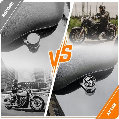 Chrome Stainless Knurled Fender Rear Seat Bolts Screw and Nut Kit 1/4"-20 Thread Quick Mount Skull Pattern Compatible with Harley Touring Softail Dyna Sportster CVO Fatbob 1996-2024 in Saudi Arabia