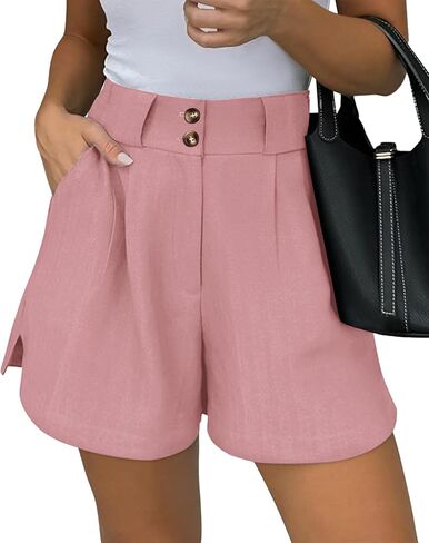 KIRUNDO Womens Shorts Dressy 2025 Trendy Summer Elastic High Waisted Pleated Side Slit Business Casual Work Shorts Pockets in Saudi Arabia