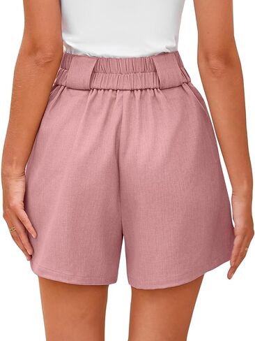 KIRUNDO Womens Shorts Dressy 2025 Trendy Summer Elastic High Waisted Pleated Side Slit Business Casual Work Shorts Pockets in Saudi Arabia