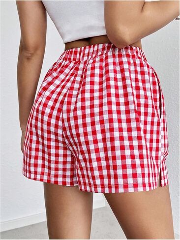Floerns Women's Striped Print Elastic High Waist Wide Leg Casual Shorts in Saudi Arabia