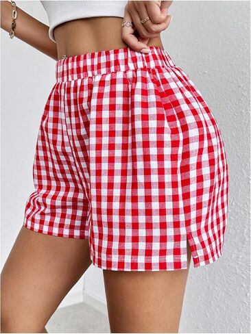Floerns Women's Striped Print Elastic High Waist Wide Leg Casual Shorts in Saudi Arabia