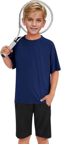 Boys Rash Guard Shirts Short Sleeve Quick Dry Swim Shirts UPF 50+ for Kids Athletic in Saudi Arabia