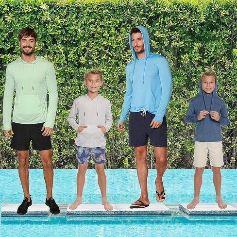 قميص سباحة للأولاد من INGEAR Rash Guard بأكمام طويلة بعامل حماية من الأشعة فوق البنفسجية 50+، قميص شمس بغطاء للرأس، قميص صيد سريع الجفاف للأطفال in Saudi Arabia