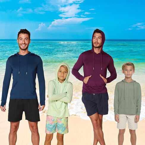 قميص سباحة للأولاد من INGEAR Rash Guard بأكمام طويلة بعامل حماية من الأشعة فوق البنفسجية 50+، قميص شمس بغطاء للرأس، قميص صيد سريع الجفاف للأطفال in Saudi Arabia