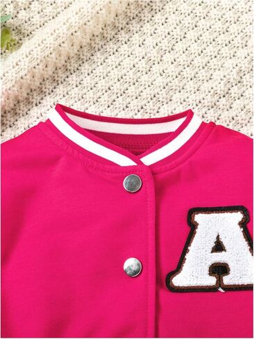 MakeMeChic Girl's 2 Piece Outfits Color Block Long Sleeve Button Down Jacket and Pleated Skirt Set in Saudi Arabia