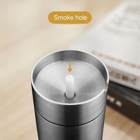 Car Ashtray, Detachable Portable Windproof Ash Holder with Lid, Stainless Steel Self Extinguishing Butt Bucket Ash Tray for Most Car Cup Holder for Outdoor Travel Office Home in Kuwait