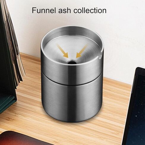 Car Ashtray, Detachable Portable Windproof Ash Holder with Lid, Stainless Steel Self Extinguishing Butt Bucket Ash Tray for Most Car Cup Holder for Outdoor Travel Office Home in Kuwait